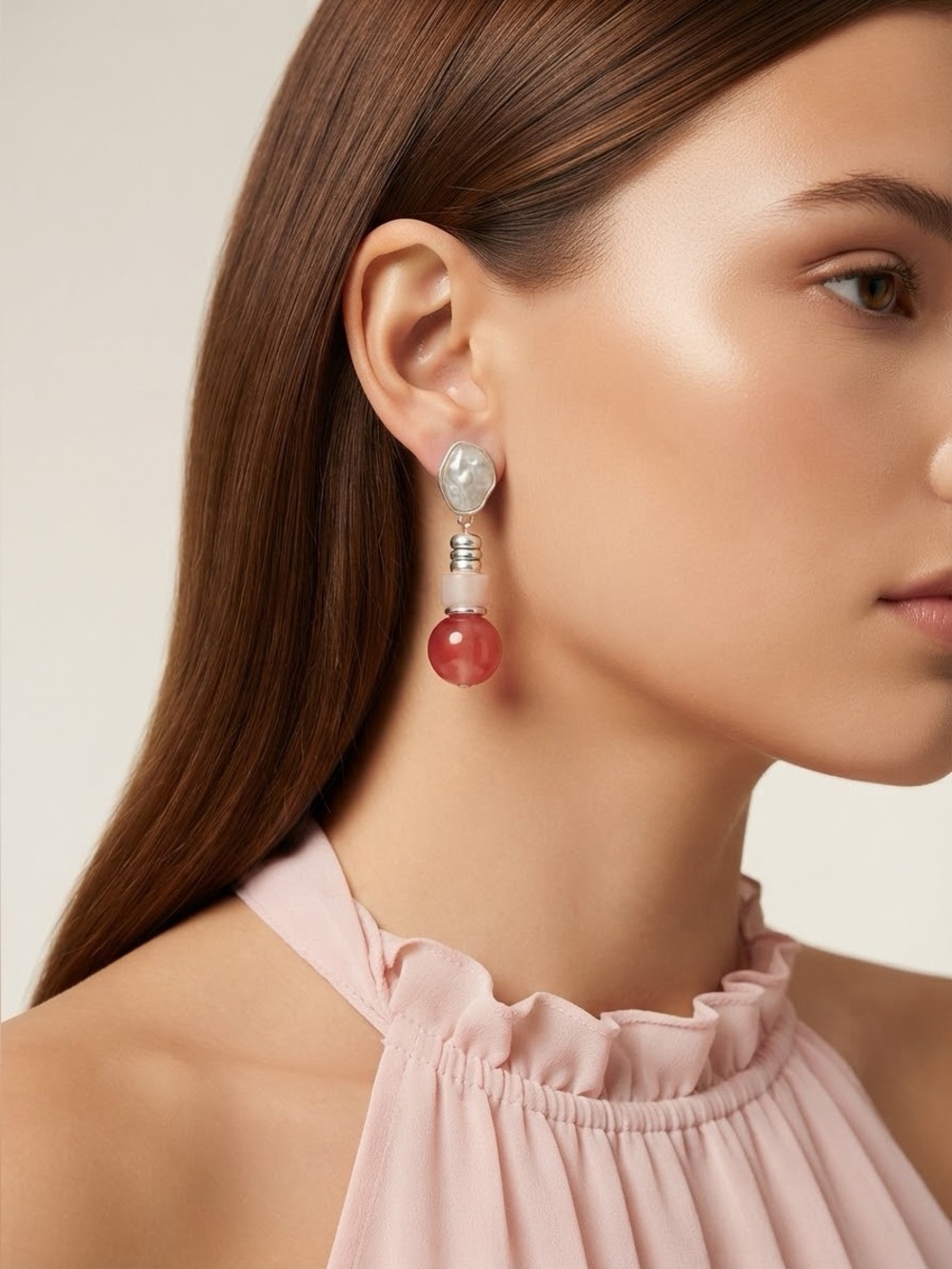 Style & Co Imitation Pearl & Bead Drop Earrings | Silver Tone Statement Earrings